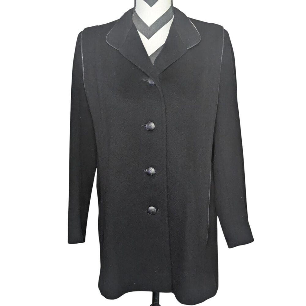 Vintage Pavilion Petite 100% Wool Black Overcoat Small Made in USA